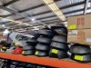 LARGE QUANTITY OF MOTORCYCLE SEATS.