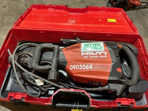HILTI TE 1000-AVR HI DRIVE DEMOLITION HAMMER AND CARRY CASE. 240 VOLT