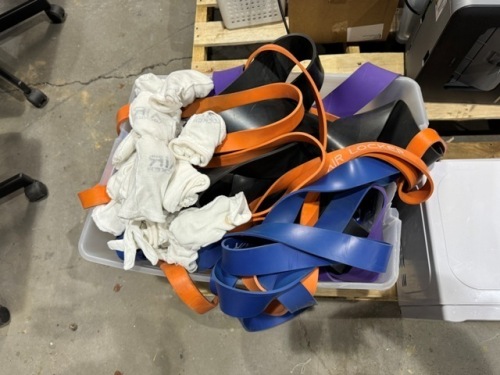 BULK PALLET OF ITEMS: 1 X BRILLIANT BASICS COMPACT DIGITAL MICROWAVE MODEL: EM720CRL (F)-PM. 1 X BOX OF AIR LOCKER BRANDED VARIOUS SIZED RESISTANCE BANDS.1 X BROTHER PRINTER MODEL #HL-L2305W. 1 X BOX OF TRAINING CONES. CLAMPS. AND BELTS. 1 X MAKITA 18V CO