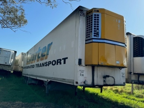 08/1999 (D.O.M) FTE 3A TRI-AXLE REFRIGERATED TRAILER. INTERNAL FIBREGLASS WALLS WITH ALUMINIUM CHANNEL FLOORING. FITTED WITH INGERSOLL RAND SB III SR+ REFRIGERATION UNIT. HOURS: N/A. REG: YN83YR. VIN: 6B9FTE3BRXMAA5224. HUB-O-METER: NOT LEGIBLE. ATM: 38 T