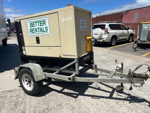 2011 DOOSAN G20 TRAILER MOUNTED DIESEL POWERED GENERATOR. 20KVA.