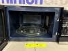 SAMSUNG SMART SENSOR MICROWAVE. 40LT. MODEL M6144ST. 1000W. 313MM H X 555MM W X 439MM D. AUTO COOK OPTIONS. BLACK & SILVER FINISH EXTERIOR. BLUE CERAMIC EMAMEL FINISH INTERIOR. POWERS ON.
