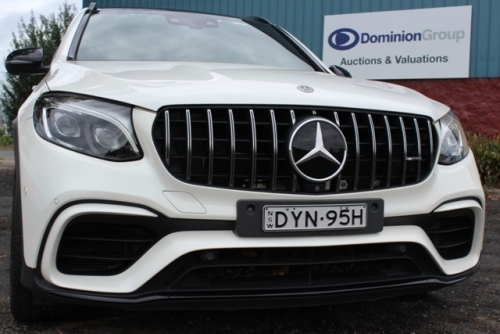 05/2018 MERCEDES AMG GLC 63 V8 SUV. TURBO PETROL. 9 SPEED AUTOMATIC TRANSMISSION. REGO DYN95H. ODOMETER 148697 (SHOWING). VIN WDC2539892F456830. 2 ZONE CLIMATE CONTROL. PUSH BUTTON START. BLACK & RED LEATHER ELECTRIC SEATS. DRIVER & PASSENGER SEATS WITH 