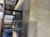 2 X TIMBER AND METAL TABLES. TIMBER TOP WITH METAL GALVANISED PIPE LEGS. APPROX: 2400MM (W) X 800MM (D) X 730MM (H). - 2