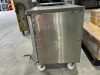 SANDEN INTERCOOL REFRIGERATED SHOWCASE. MODEL: SPC-1206. SERIAL: SPC 1206C-190200002. 220-240 VOLT. TWO DOOR. STAINLESS STEEL. ON CASTORS. TWO WIRE SHELVES. APPROX: 1200MM (W) X 600MM (D) X 850MM (H). - 2