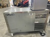 SANDEN INTERCOOL REFRIGERATED SHOWCASE. MODEL: SPC-1206. SERIAL: SPC 1206C-190200002. 220-240 VOLT. TWO DOOR. STAINLESS STEEL. ON CASTORS. TWO WIRE SHELVES. APPROX: 1200MM (W) X 600MM (D) X 850MM (H). - 4