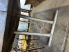 OVERSIZED TIMBER AND METAL TABLE. TIMBER SLABS AND METAL PIPE LEGS. APPROX: 3145MM (W) X 850MM (D). - 2