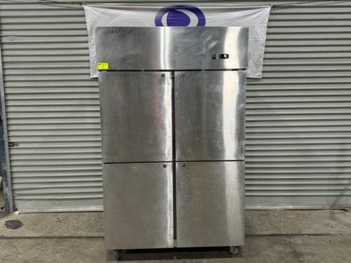 1 X COMMERCIAL BEST TOP UPRIGHT FREEZER. STAINLESS STEEL 4 DOOR. 1010 LITRE CAPACITY. MODEL CFT48-4. FITTED WITH SELF CONTAINED MOTOR.