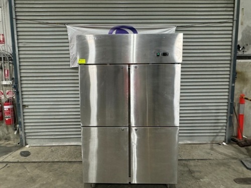 1 X BEST TOP UPRIGHT COMMERCIAL REFRIGERATOR. STAINLESS STEEL 4 DOOR. MODEL CFT48-4. 1010 LITRE. FITTED WITH SELF CONTAINED MOTOR.