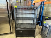 1 X SKOPE OPEN DISPLAY REFRIGERATOR. MODEL UB84AAC. BLACK METAL FRAME WITH OPEN SHELVES. FITTED WITH SELF CONTAINED MOTOR.
