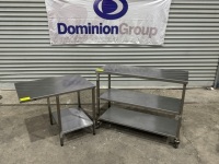 1 X STAINLESS STEEL TROLLEY WITH TWO SHELVES. 400 W X 1000 D X 800 H.