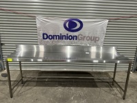 1 X STAINLESS STEEL PREPARATION BENCH. 2610 W X 700 D X 910 H. SPLASHBACK 150 H.