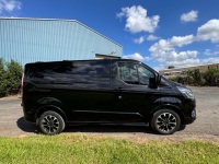 2021 FORD TRANSIT CUSTOM 320S SPORT VAN. BLACK. DIESEL. REGO TI3STO. VIN WFOYXXTTGYMM56766. ODOMETER 76356 (SHOWING).6 SPEED AUTOMATIC TRANSMISSION. AIR CONDITIONING. 6 AIRBAGS. PEDESTRAIN & CYCLIST AVOIDANCE SYSTEM. BLIND SPOT MONITOR. REVERSE CAMERA. MU