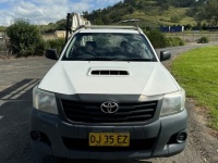 2015 TOYOTA HILUX UTE. DIESEL. 5 SPEED MANUAL TRANSMISSION. REGO DJ35EZ. ODOMETER 270245. VIN MR0CZ12G12G100039734. ALUMIMIUM TRAY 2550MM X 1660MM. MOUNTED AFRAME GLASS UTE RACK. FITTED WITH ENGINE DATA SCAN & DIRECTION PLUS THROTTLE CONTROLLER. TOW BAR. 