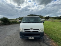 09/2010 TOYOTA HIACE REFRIGERATED VAN. PETROL. 5 SPEED MANUAL TRANSMISSION. REGO BZ39VV. ODOMETER 468859 (SHOWING). VIN JTFHX02P700056596. 4 DOORS. 3 SEATS. AIR-CONDITIONING. MANUAL AND SERVICE BOOKS. CHECK ENGINE LIGHT STAYS ON. WIND SCREEN CRACKED. LARG