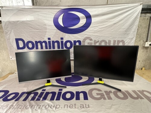 1 X 2021 SAMSUNG 28 INCH MONITOR. MODEL U28R55UQE. FLICLKER FREE. PICTURE IN PICTURE. 16.9 ASPECT RATIO. 178 DEGREE VIEWING ANGLE. 1 X SAMSUNG 32 INCH MONITOR. 4K LCD. MODEL U32J590UQE. FLICKER FREE. PICTURE IN PICTURE. 16.9 ASPECT RATIO. WITH POWER CORD.