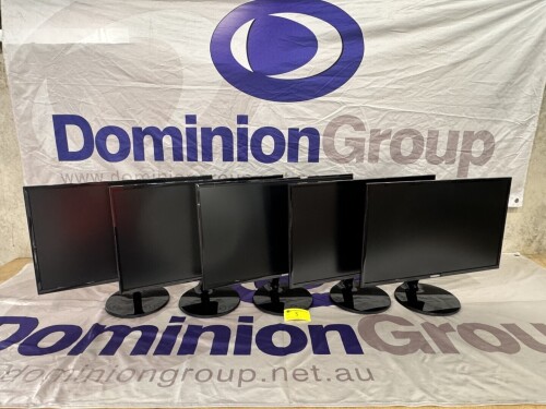 5 X SAMSUNG 24 INCH LED MONITOR. MODEL S24F350FHE. FULL HD. 16.9. FLICKER FREE. WITH POWER CORD.