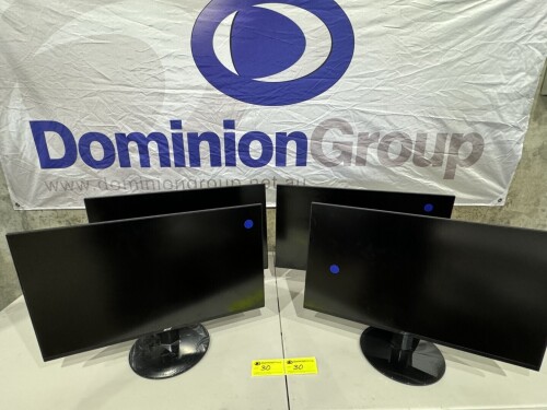 4 X ACER MONITORS. MODEL S241Y. 24 INCH SCREEN. POWERS ON. PLEASE NOTE NO POWER CORDS. MINOR SCRATCHES & MARKS.