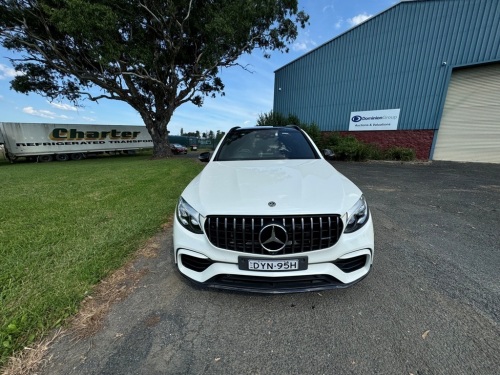 05/2018 MERCEDES AMG GLC 63 SUV. POWERED BY A V8 TURBO PETROL ENGINE. AUTOMATIC TRANSMISSION. REGO: DYN95H. KLM: 148697 (SHOWING). VIN: WDC2539892F456830. CLIMATE CONTROL. LEATHER ELECTRIC SEATS. DRIVER & PASSENGER SEATS WITH MEMORY. MEDIA CENTRE. REVERS