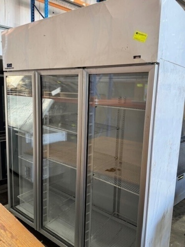 THREE DOOR SKOPE REFRIGERATED SHOWCASE (WHITE). MODEL: TME1500-C:E1584. SERIAL: A160110746. 240 VOLT. NINE WIRE SHELVES. ON CASTORS. APPROX: 1710MM (W) X 690MM (D) X 2200MM (H).