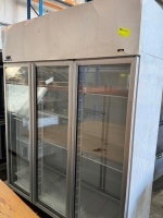 THREE DOOR SKOPE REFRIGERATED SHOWCASE (WHITE). MODEL: TME1500-C:E1584. SERIAL: A160110746. 240 VOLT. NINE WIRE SHELVES. ON CASTORS. APPROX: 1710MM (W) X 690MM (D) X 2200MM (H).